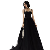 Evening Dress Women 2026 New Banquet Dress Annual Meeting Party Screen Thin Black Sling Host Dress Dress HZ0517