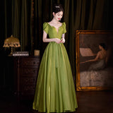 Green Evening Dress Hostess Atmospheric High Sense Light Luxury Banquet Temperament Vocal Performance Costume Dress HZ0517