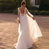 Simple Sentite Light Wedding 2026 New Long-Sleeved French Bride Slimming Back Long Sleeve Dress HZ0517