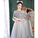 Silver Gray Evening Dress Female Banquet Temperament Light Luxury Small Sentient Day Banquet Host Dress High-End Dress HZ0517
