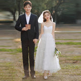 White Hanging Lead Registration Evening Dress Dress Women Light Luxury Small Net Yarn Light Wedding Dress Dress HZ0517