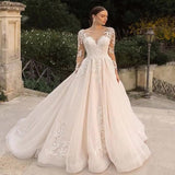 Perspective Light Wedding Dress 2026 New Bridal Simple Lace Sexy Slimming Small Tail Soft Yarn HZ0517
