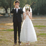 White Hanging Lead Registration Evening Dress Dress Women Light Luxury Small Net Yarn Light Wedding Dress Dress HZ0517