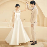 White Dingy Light Wedding Dress Sling Korean Long Thin Dress Retro Simple Dress Travel Photo Wedding Dress HZ0517