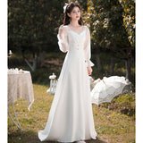 French-Style Sedation Light Wedding Dress Certificate Small White Dress Man Engagement Registration Can Usually Wear White Dress Woman HZ0517