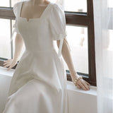 White Dress Dress Women's Summer French Retro Registration Card Small White Dress Party Dress HZ0517