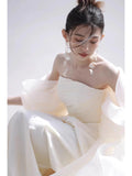French Light Wedding Dress Yarn 2026 Bridal Exterior Pat Light Yarn Dress Dress Light Luxury Small Welcome Yarn Morning Robe HZ0517
