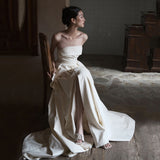 Brased And Densate Light Wedding Dress 2026 New High-End Simple Retro Dress White Engagement Yarn HZ0517