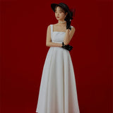 2026 New License Light Wedding Dress White Simple Ribbon French Hepburn Style Small Dress Engagement Small White Dress HZ0517