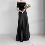 French Black Sling Temperament Banquet Evening Dress Female Birthday Wedding Engagement Simple Niche Dress Dress HZ0517
