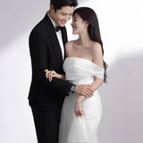 French Light Wedding Dress 2026 New Simple One-Shoulder Fish Tail Thin Sen Family Travel Photography Dream Bride Welcome Yarn HZ0517