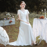 French-Style Silk Dress 2026 New Bridal Simple V-Neck Card Small White Dress Lace Welcome Dress HZ0517