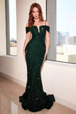 Women Evening Dress Sequin Temperament Pure Color One-Word Collar Temperament Solid Color Banquet Dress Evening Dress HZ0517