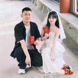 Certificate Registration Light Wedding Dress Bride Wedding Engagement Small White Dress Set Morning Robe Daily Back To The Door To Shoot Niche Dress HZ0517