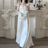 French Sling Light Wedding Dress Bride Simple Temperament With A Plainny Morning Dress White Certificate Registration Small White Dress HZ0517