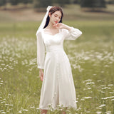 French Retro White Small Dress Can Usually Wear A Registration Certificate Of Engagement Light Yarn Shot With A Thiny Fairy Evening Dress HZ0517