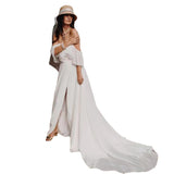 2026 Spring New Design Light Wedding Dress Retro Shoulder Simple Trend Travel Outdoor Wedding Dress HZ0517