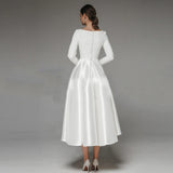 Certificate Small White Dress Women 2026 Summer New Banquet White Simple Long Sleeves Travel To Shoot The Light Wedding Dress Dress HZ0517