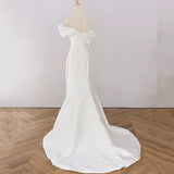 French Word Shoulder Light Wedding Bride Simple Line Welcome To Go Out White Body-Scrut-Sand-Faced Fishtail Dress Dress HZ0517