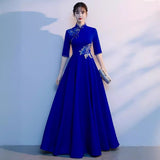 Adult Choir Performance Costume Female Dress Host Student Chorus Folk Song Conductor Costume Chinese Evening Dress HZ0517