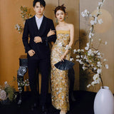 New Chinese Style Morning Robe Female Senior Sense Bride Wedding Toasting Engagement Evening Dress Dress Light Luxury Niche High-End HZ0517