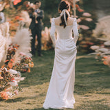 Travel Shot Light Wedding Dress 2026 Spring New White Dens, Long-Sleeved Wedding Wedding Dress HZ0517