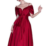 2026 New French Simple Temperament Wine Red Evening Dress Senior Sense Wedding Engagement Light Luxury Dress Dress Dress Long HZ0517