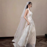 Bride Wedding Morning Robe Dinner Birthday Party Mori Fairy Lace Light Wedding Dress HZ0517