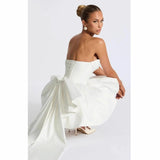 New One-Word Shoulder-To-Shoulder Evening Dress Bow Dress Short Ball Birthday Dress HZ0517