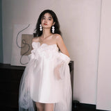 Morning Dress Female Bride Senior Sense Niche French Style Go Out Light Wedding Dress White Breasted Engagement Certificate Registration Small Dress HZ0517