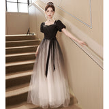 Black Evening Dress Women 2026 New Fashion Temperament Host Dress Piano Performance Art Fairy Dress HZ0517