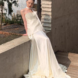 French Morning Robe Light Wedding Dress Light Luxury Small Card Engagement Evening Dress Bride Out Of The Pavilion Toast Dress HZ0517