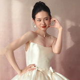 French Light Wedding Dress With A Beautiful Skinny Bow And Cute Breast White Certificate Registration Engagement Dress Dress Dress HZ0517