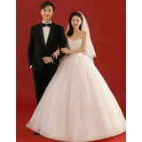 Korean-Style Densate Main Wedding Dress Small Bride Retro Go Out Yarn Studio Photo Light Yarn Bra Welcome Dress HZ0517