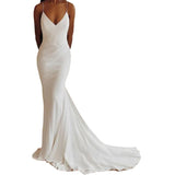 French Light Wedding Dress 2026 New Bridal Temperament Fashion V Tie Sling Fishtail Wedding Dress HZ0517