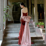 The Bridal 2026 New Tour Shot Light Wedding Wine Red Fish Tail Engagement Evening Dress HZ0517