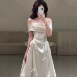 French-Style Linden Shoulder Light Wedding Dress Bride 2026 New High-End Welcome Door Yarn Simple Engagement Dress HZ0517