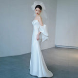 Fishtail Light Wedding Dress 2026 New Bride Simple French Densate Bosom Go Out Yarn Tail Welcome Dress HZ0517