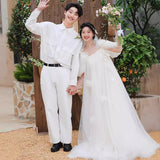 Fairy Sen Light Wedding Dress Bridal Morning Robes Go Out On The Outside Of The Yarn To Welcome The Light Yarn Studio Outdoor Travel Dress HZ0517