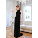 Black Velvet Hanging Neck Dress 2026 New Spring Birthday Dinner Piano Performance Suit Host HZ0517