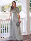 Dress 2026 Quality Elastic Waist Splicing Round Collar Party Big A Swing Mesh Yarn Evening Dress HZ0517