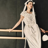 Sweet Bridal Woman Morning Dress Dress Dress White Engagement Brigade Photo Wedding Dress High-End Card Dress HZ0517