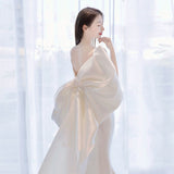 French Sentair Light Wedding Dress 2026 New Super Fairy Dream Bride Goes Out Of The Yarn Shadow Building Temperament Fishtail Scenic Mask HZ0517