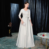 Evening Dress Dress Women Simple Big Length Of Famous White Choir Performance Clothes Long Party Sleeves HZ0517