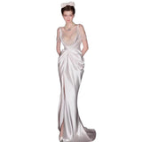 French-Style Seduced Dress Bridal Simple Niche High-End Pearl Slings Go Out With A Yarn-Back Fishtail Dress Dress HZ0517