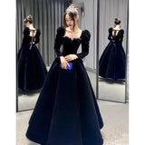 Black Evening Dress 2026 New Fashion Art Candidate Day Hosts Long French Banquet Dresses Can Usually Wear HZ0517