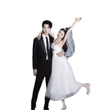 Light Wedding Slings French Retro Bride Wedding Engagement Dress Dress Daily Small Man Certificate Registration Small White Dress HZ0517