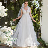 Light Wedding Dress 2026 New Summer Sleeveless Bride Simple V. Collared Zidisen Princess Dress HZ0517