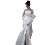 New Chinese Engagement Morning Dress Woman 2026 Summer New Simple Long Fairy Temperament Travel Style Light Wedding Dress HZ0517