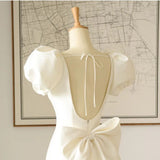 Fish-Tailed Vertiny Light Wedding Dress 2026 New Bubble Sleeve Simple Elegant Sexy Temperament Welcome Dew Back-To-Back Tail HZ0517